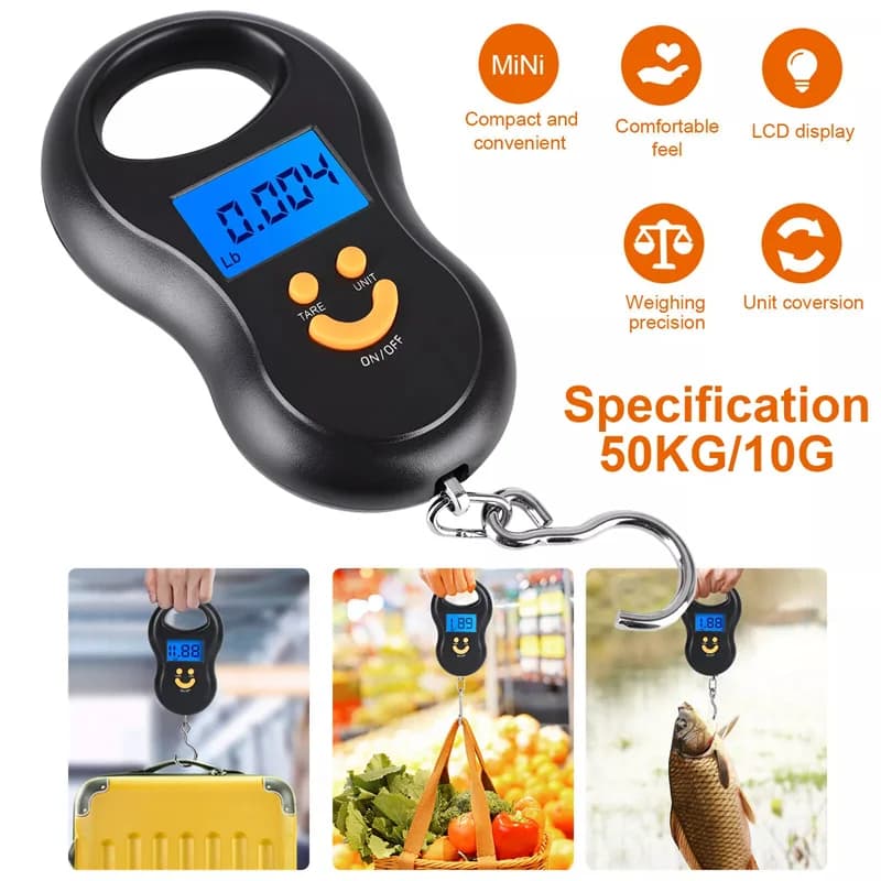 Electronic 50Kg 10g Hanging Scale LCD Kitchen Digital Scale BackLight Fishing Weights Pocket Scale Travel Luggage Scales·