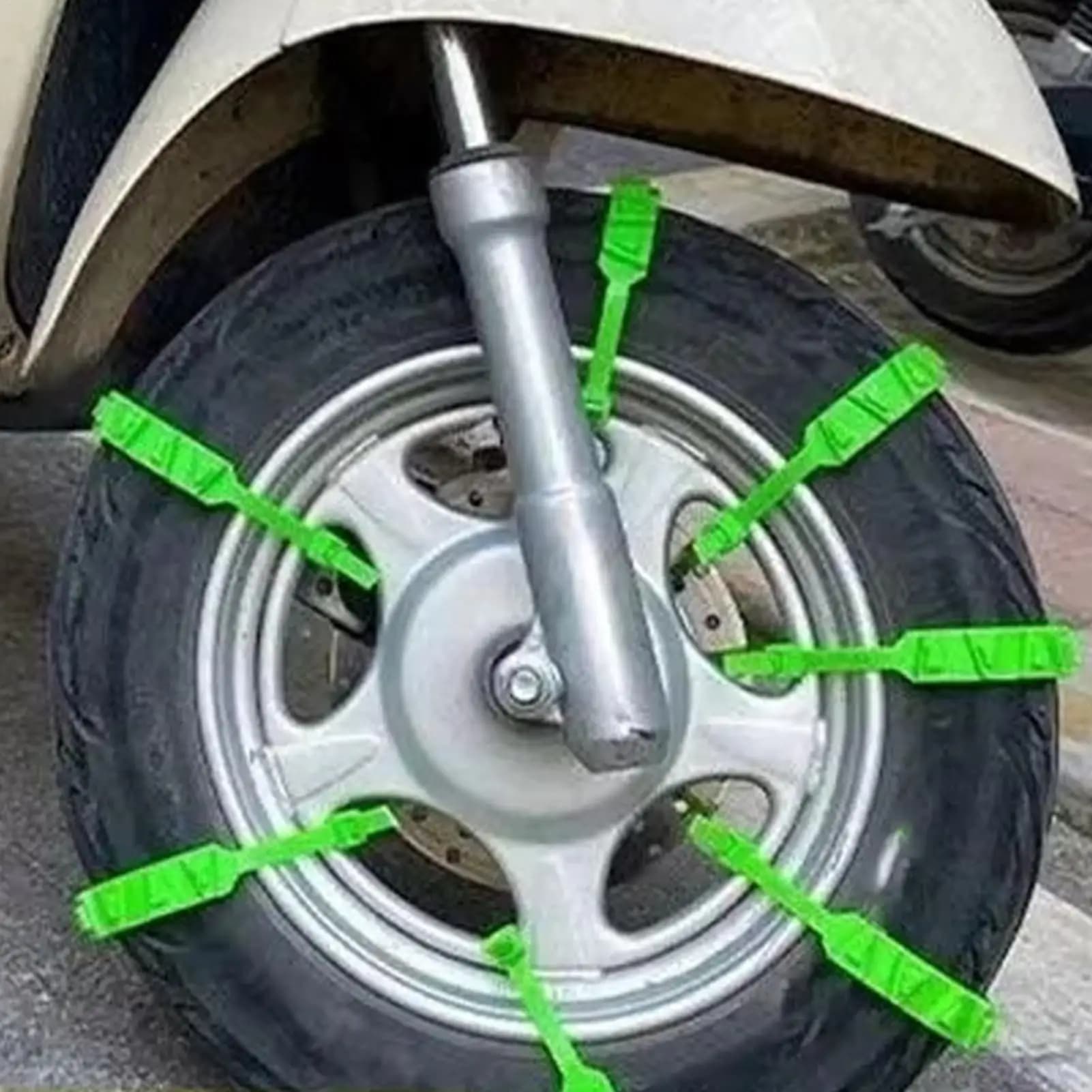 10 Pezzi Catene da Neve Antiscivolo per Moto e Biciclette, Cinghie Antiscivolo per Pneumatici Invernali, Strumento di Emergenza per Catene da Moto