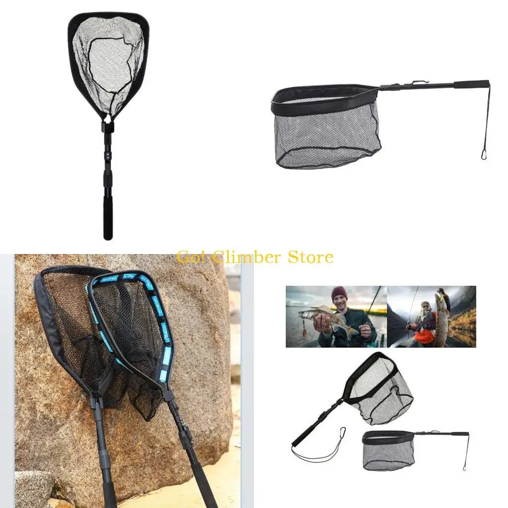 Q84C Fly Fishing Net Nons Accoglienti Accoglienti resistenti a rete in gomma in gomma in alluminio in alluminio