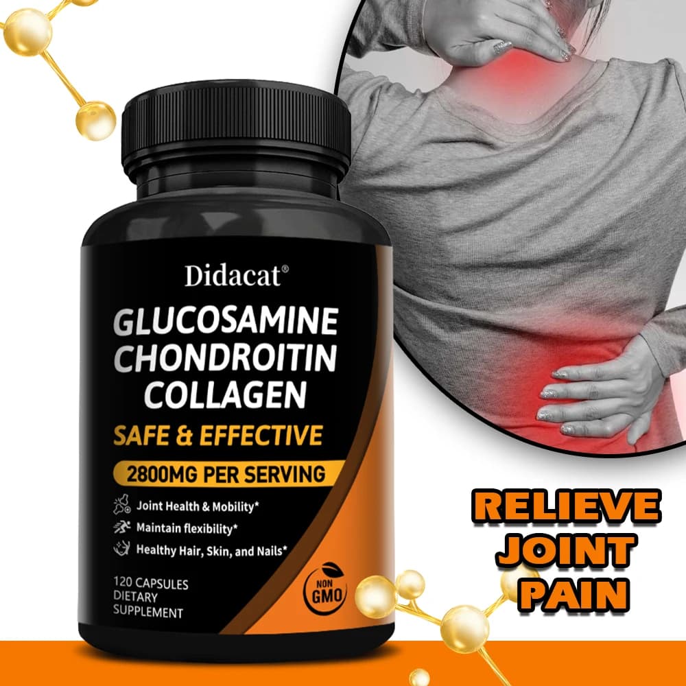 Complesso di Glucosamina e Condroitina con MSM, Integratore Alimentare per il Supporto Articolare, Movimento Confortevole e Formazione del Collagene