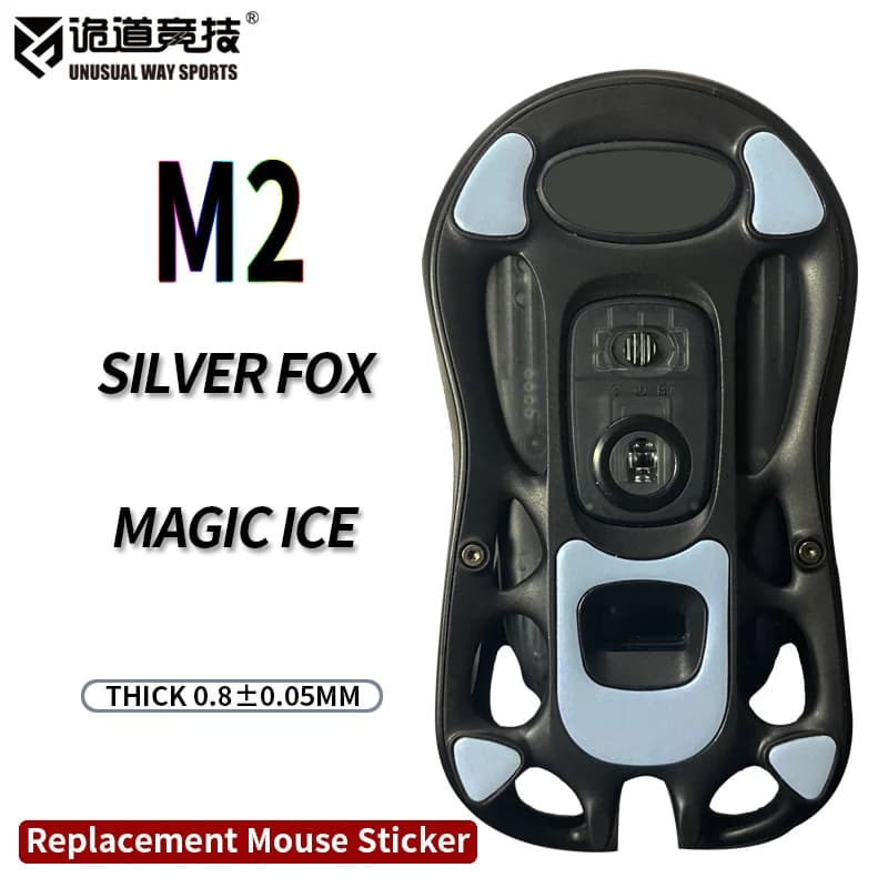 InsolitoWaySports Mouse Pattini Piedi Pojian M2 Superficie ribaltabile PTFE Anti collasso Multistrato Magic Ice Silver Fox