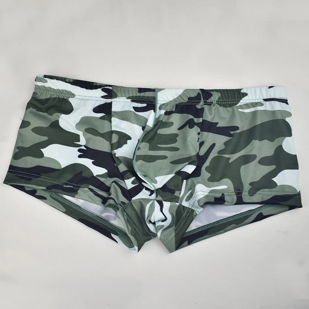 Slip da uomo comodo Camouflage intimo da uomo elastico alto senza cuciture U convesso Pouch Bulge Shorts mutande a vita bassa Bikini