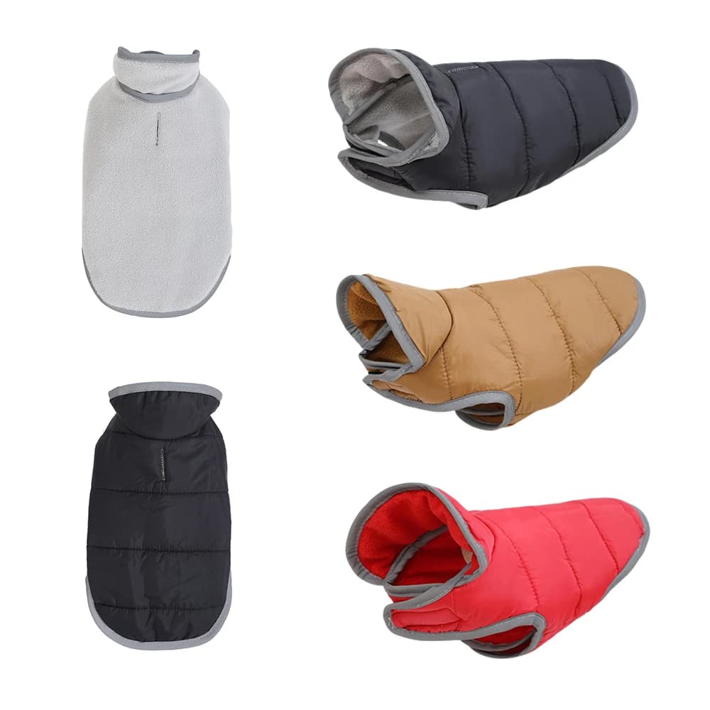 Abbigliamento riflettente per animali domestici Abbigliamento invernale in pile reversibile per cani di piccola taglia media Gatti Giacca impermeabile per cuccioli Cappotto Chihuahua