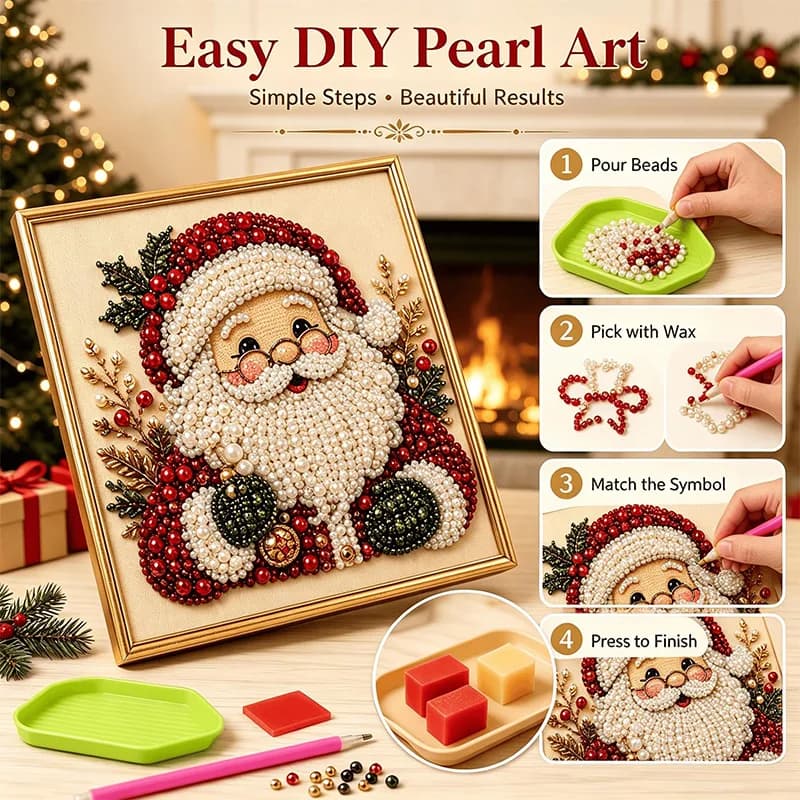 Christmas Pearl Diamond Painting Set 5d Diamond Art For Beginners Diy Special Shape Pearl Gem Crafts For Home Wall Decorat Gifts