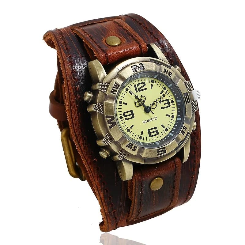 Vintage Punk Hip Hop 2026 Unisex Leather wristwatch, All-in-One for Men and Women, Reloj Hombre Mujer