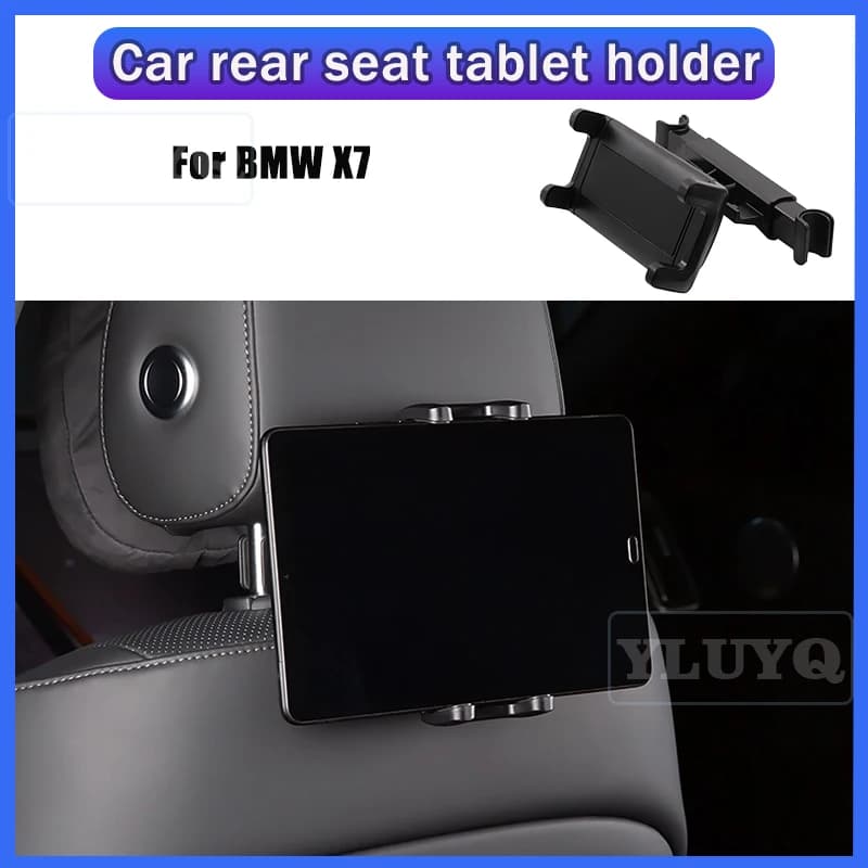 Per supporto tablet per auto BMW X7, supporto per telefono per sedile posteriore, 360 ° Testa a sfera regolabile, gancio per poggiatesta, accessori interni per auto