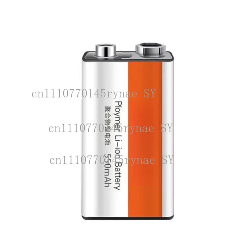 Batteria ricaricabile USB agli ioni di litio da 550mAh 900mAh 1200mAh 9V per allarme fumo, microfono, chitarra, multimetro, rilevatore + cavo USB e scatola