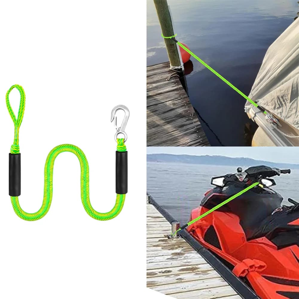 Corda di aggancio per barche con gancio Linea di dock da 4 piedi aggiornata con nuovo gancio Corda elastica marina per barche Guanti Corda elastica per barche