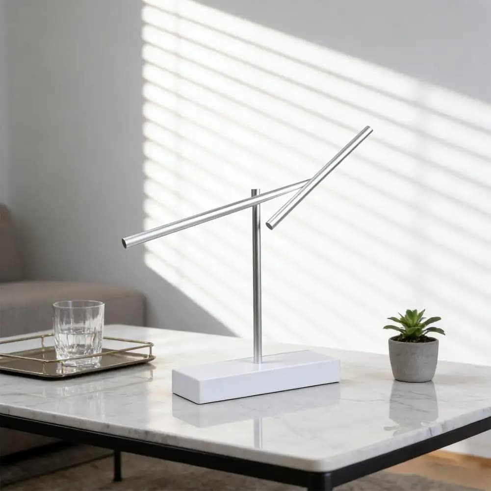 Scultura Cinetica a Dondolo - Giocattolo da Scrivania Silenzioso a Doppio Pendolo, Antistress, Migliora la Concentrazione, Decorazione per Casa e Ufficio, Regalo per Appassionati di Fisica