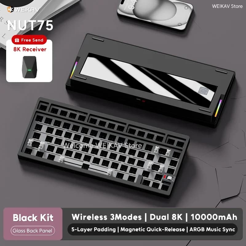Lucky65 V2 Mechanical Keyboard 67Key Tri-mode FR4 Positioning Plate Custom Aluminum Keyboard RGB Gaming Keyboard 65 Layou