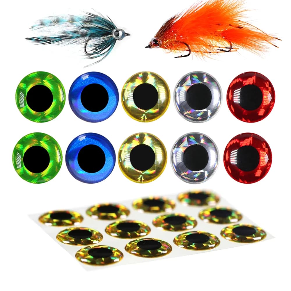 100/200 Pezzi Occhi Olografici 3D per Esche da Pesca, Occhi Simulati per Jig, Crankbait, Esche Artificiali, Occhi Fai-da-Te per Attrezzatura da Pesca