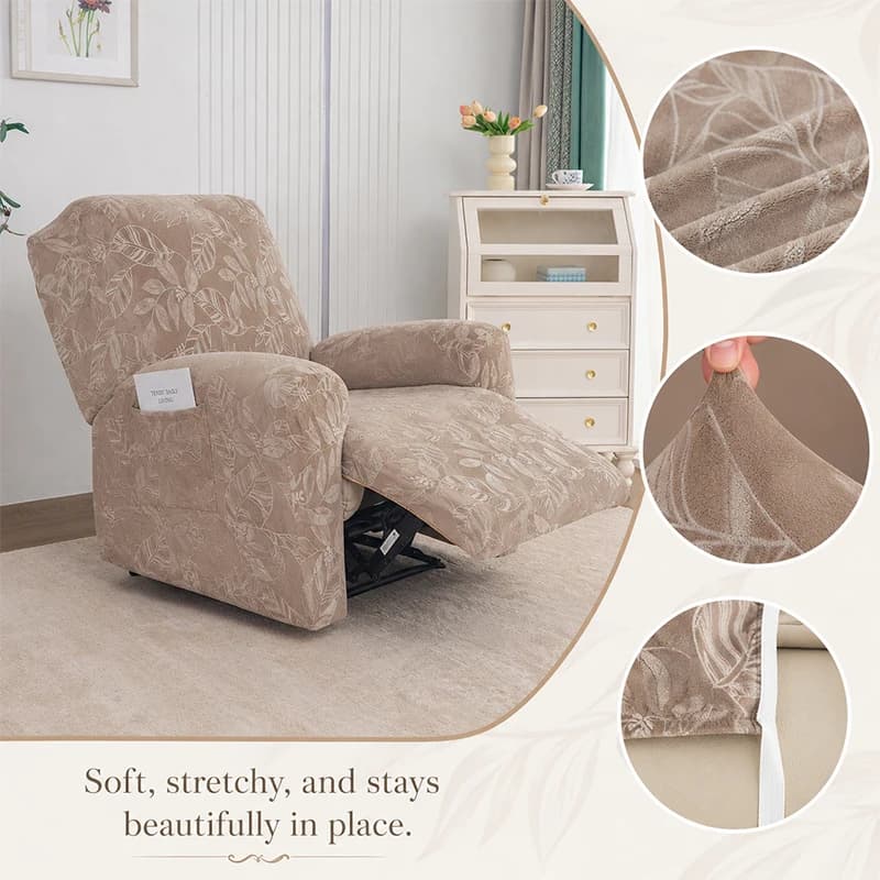 Recliner Chair Cover Stretch Slipcover for Electric Sofa Plush Embossing Full Cover Non Slip Couch Protector Home Decoration