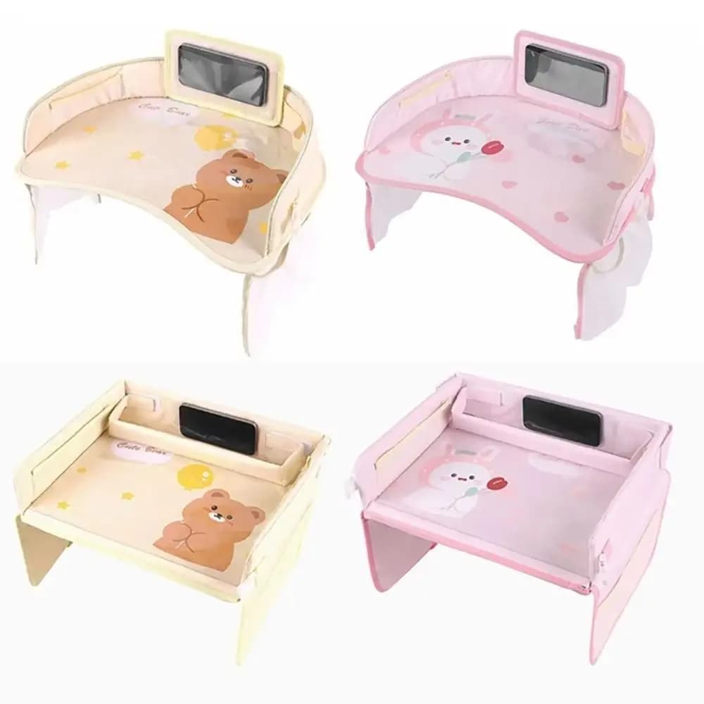 Vassoio regolabile per seggiolino auto per bambini in cartone animato Orso Coniglio Porta giocattoli per bambini Scrivania Vassoio per snack in PVC Vassoio per auto Tavolo Piatto da pranzo per auto