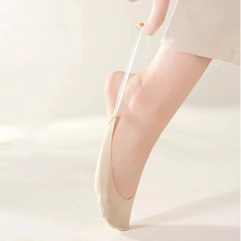 Calzini da donna invisibili antiscivolo con tacco trasparente Sling bocca superficiale cotone estate sottile tinta unita calzini corti per il tempo libero per Wo