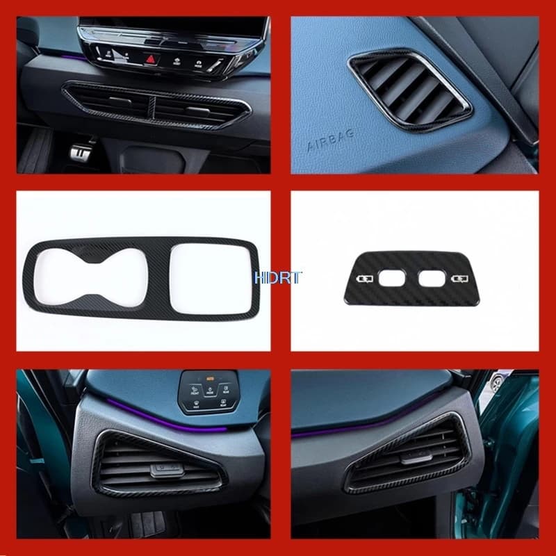 Car Styling adesivo interno per Volkswagen ID.3 VW ID 3 ID3 2021 + presa d'aria anteriore posteriore USB Water Cup Gear Shift Frame Trim