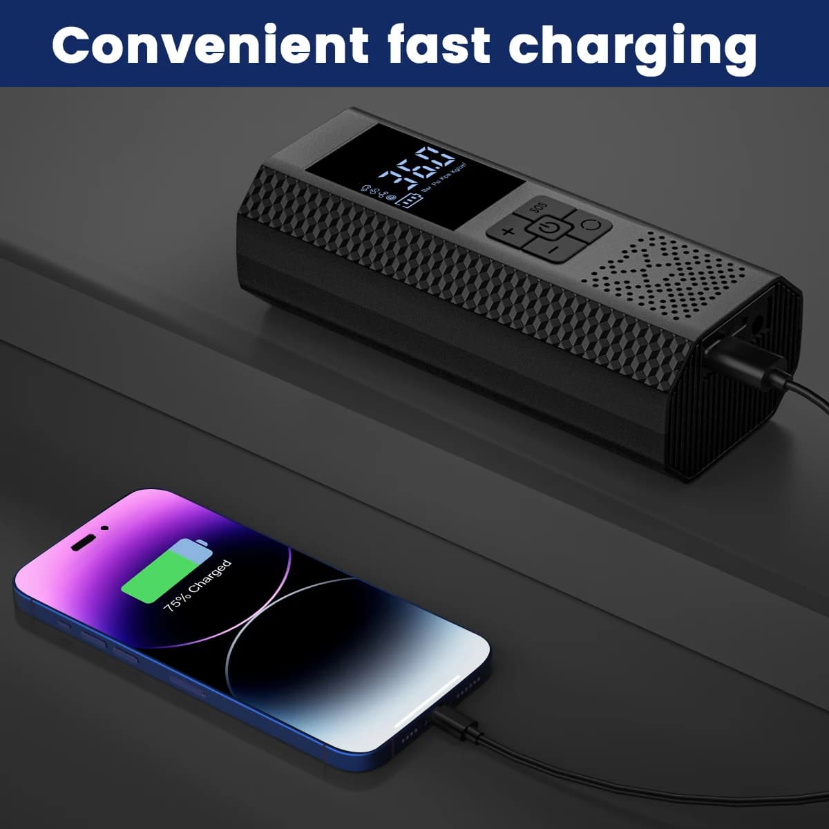 Compressore d'aria portatile per gonfiaggio pneumatici - Pompa d'aria senza fili da 150 PSI e 10000 mAh con manometro digitale per pneumatici