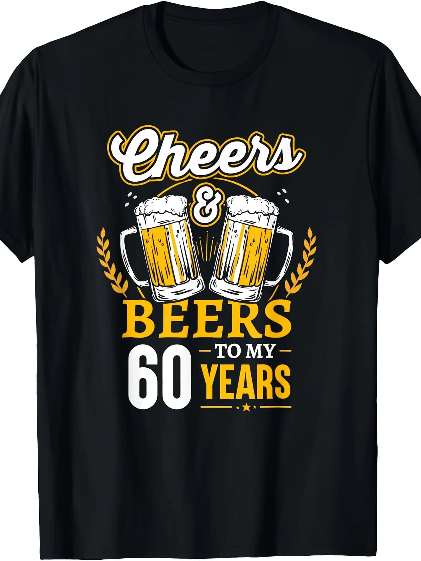 T-shirt da uomo per il 60° compleanno, per amanti della birra - Divertente maglietta per feste con birra e boccali - Lavabile in lavatrice, nera - B
