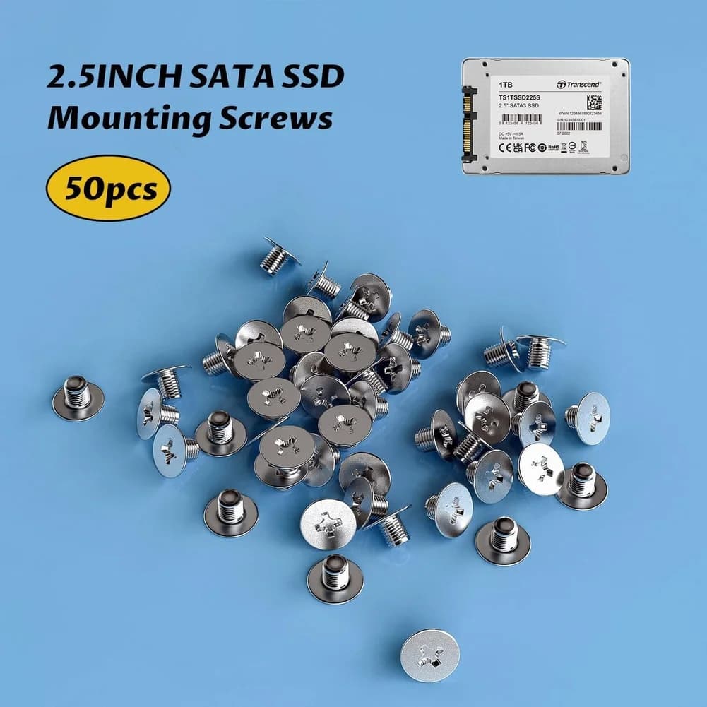 50PCS M2x2.5 Flat Head Cross Screws Nickel Plated Carbon Steel For Computer Installation With 3.0 Screwdriver And Storage Box