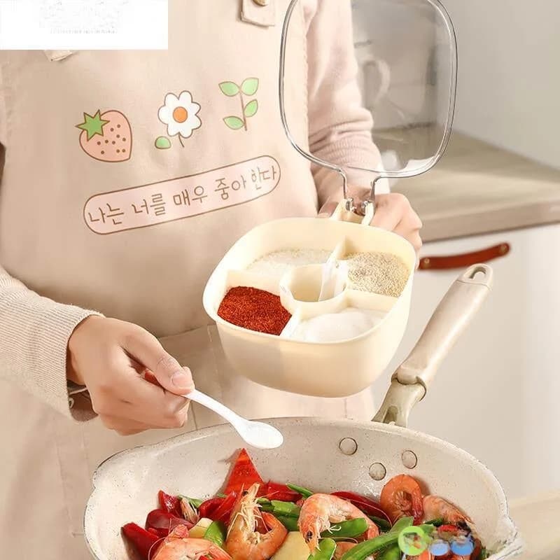 Set di Contenitori per Spezie da Cucina, Organizzatore Multifunzione Integrato per Pepe, Sale e Condimenti, Uso Domestico e Campeggio