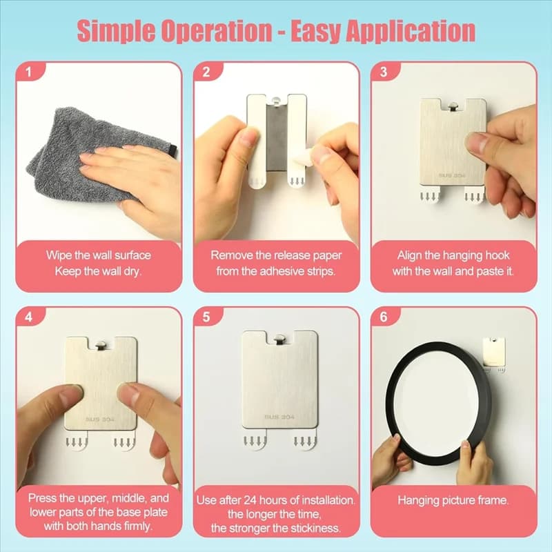 Hooks for frames to hang without damage, hooks to hang pictures, no damage to mural painting, wall hooks for paintings, 12-AT64 packaging