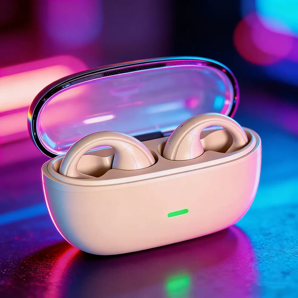Bluetooth TWS wireless headphones with ear clip, noise cancelling headphones, HD calls, sports headphones for all smartphones