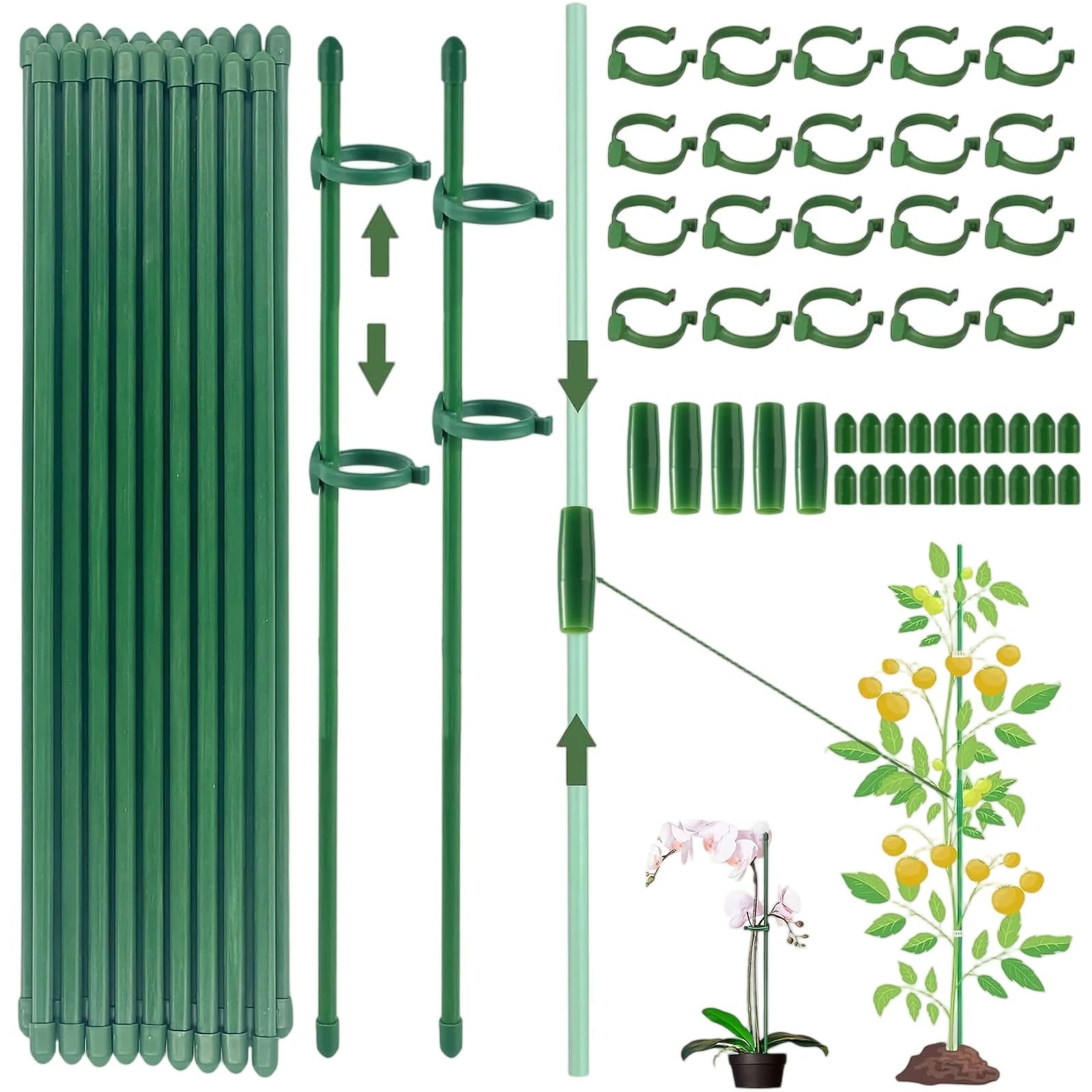 Plant Supports Rod Single Stem Shrub Holder Garden Stakes Flower Vegetables Vine Orchid Stick Adjustable Potted Plants Trellis