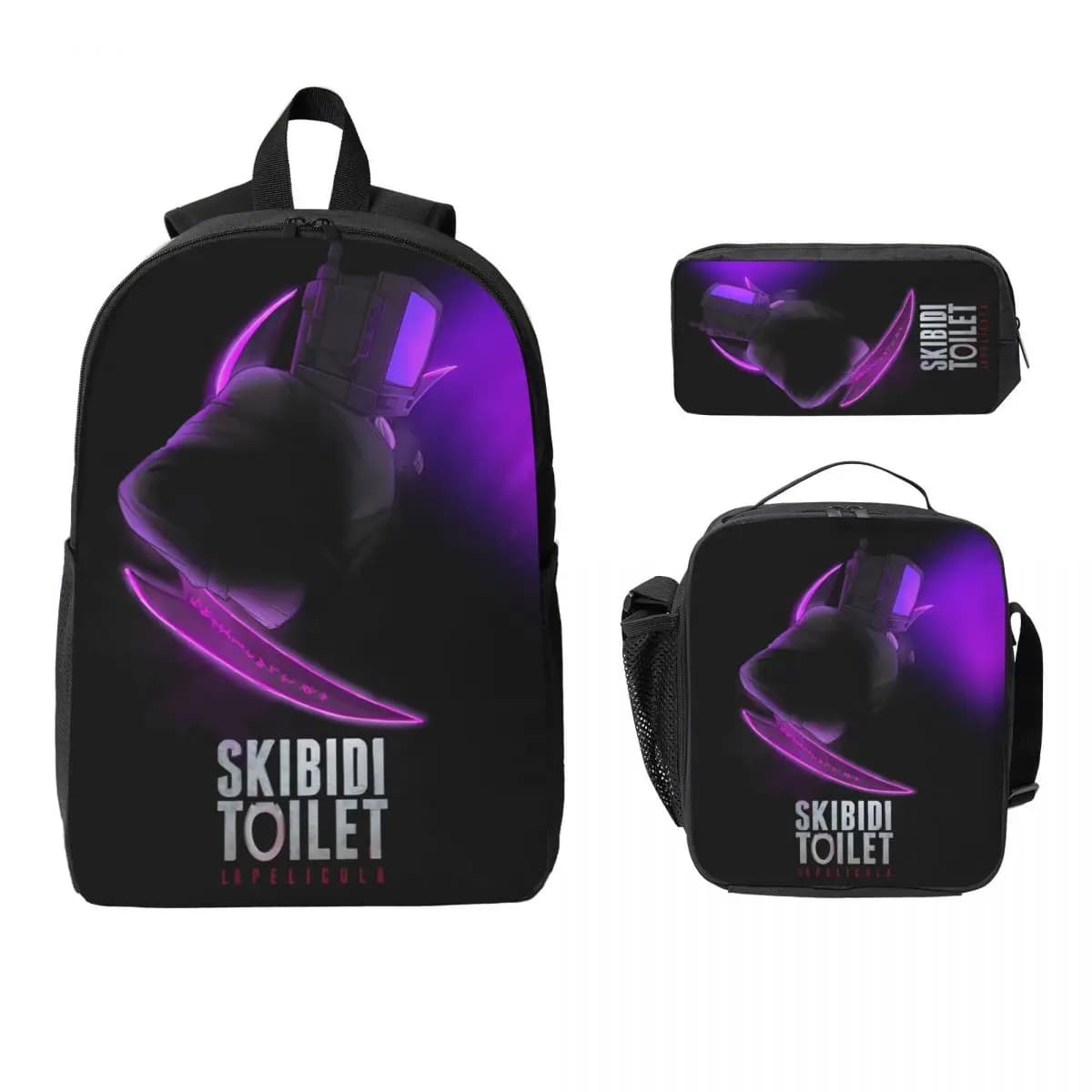3Pcs Skibidis Toilets Theme Backpack Set for Girls Boys Pencil Boxes Bookbag Sets with Lunch Box For School Students Knapsack