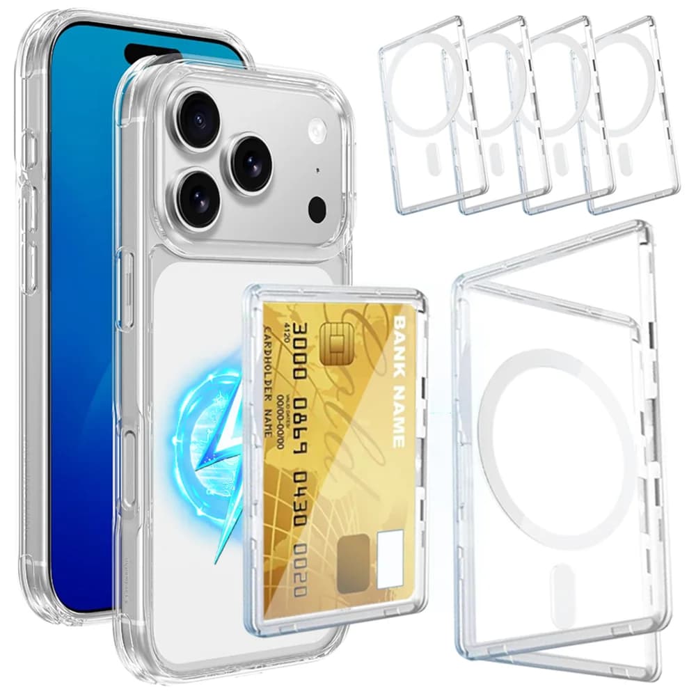1-2 pezzi porta carte magnetiche trasparenti per custodie iPhone Samsung Xiaomi per custodia per carte con staffa magnetica trasparente Magsafe