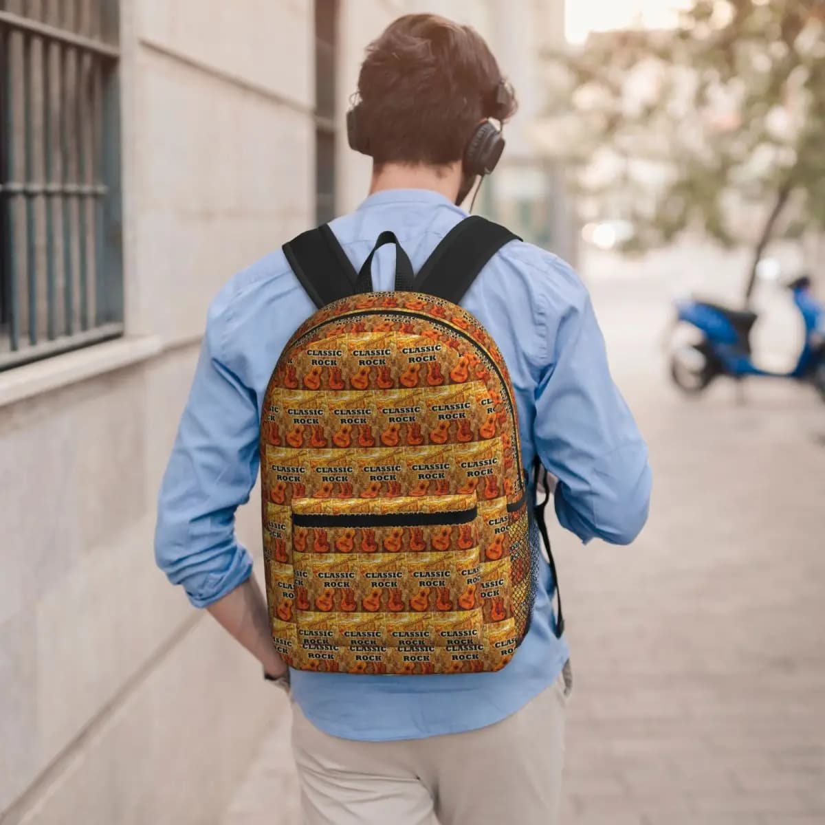 Zaino classico per musica rock, borsa per libri per ragazzi e ragazze, borsa da scuola per bambini, borse a tracolla per computer per uomini e donne