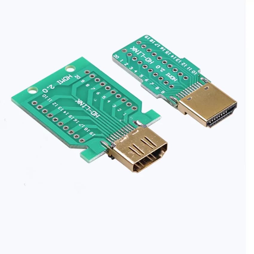 Connector 19+1 Gold Plated for Repair, Spina HDMI Standard Fai-da-Te, Jack Male and Female Greeting to 19 Pin for Cable