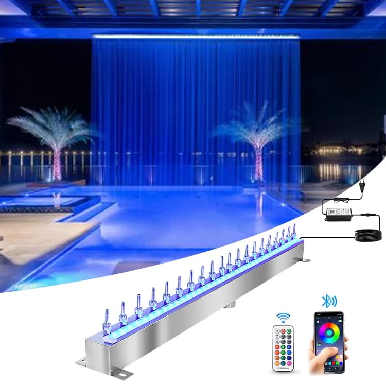 hotel/villa/sala decorazione della parete del giardino fontana a cascata artificiale multifunzionale SS304 luce per tende d'acqua a corda