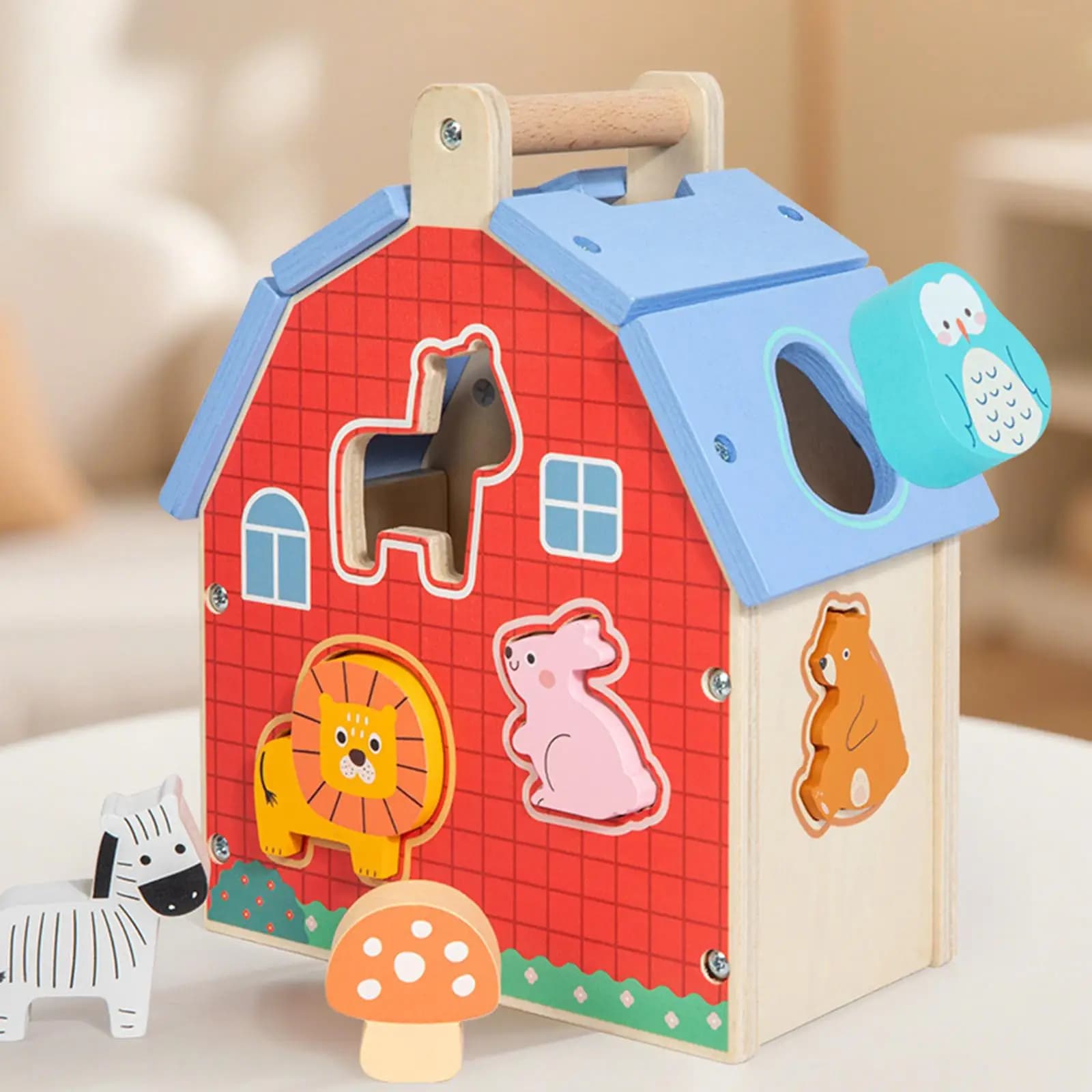 Giocattolo per Bambini per Ordinare e Abbinare Forme di Animali, Gioco Educativo in Legno, Blocchi di Riconoscimento Forme per Bambini di 3 4 5 6 Anni