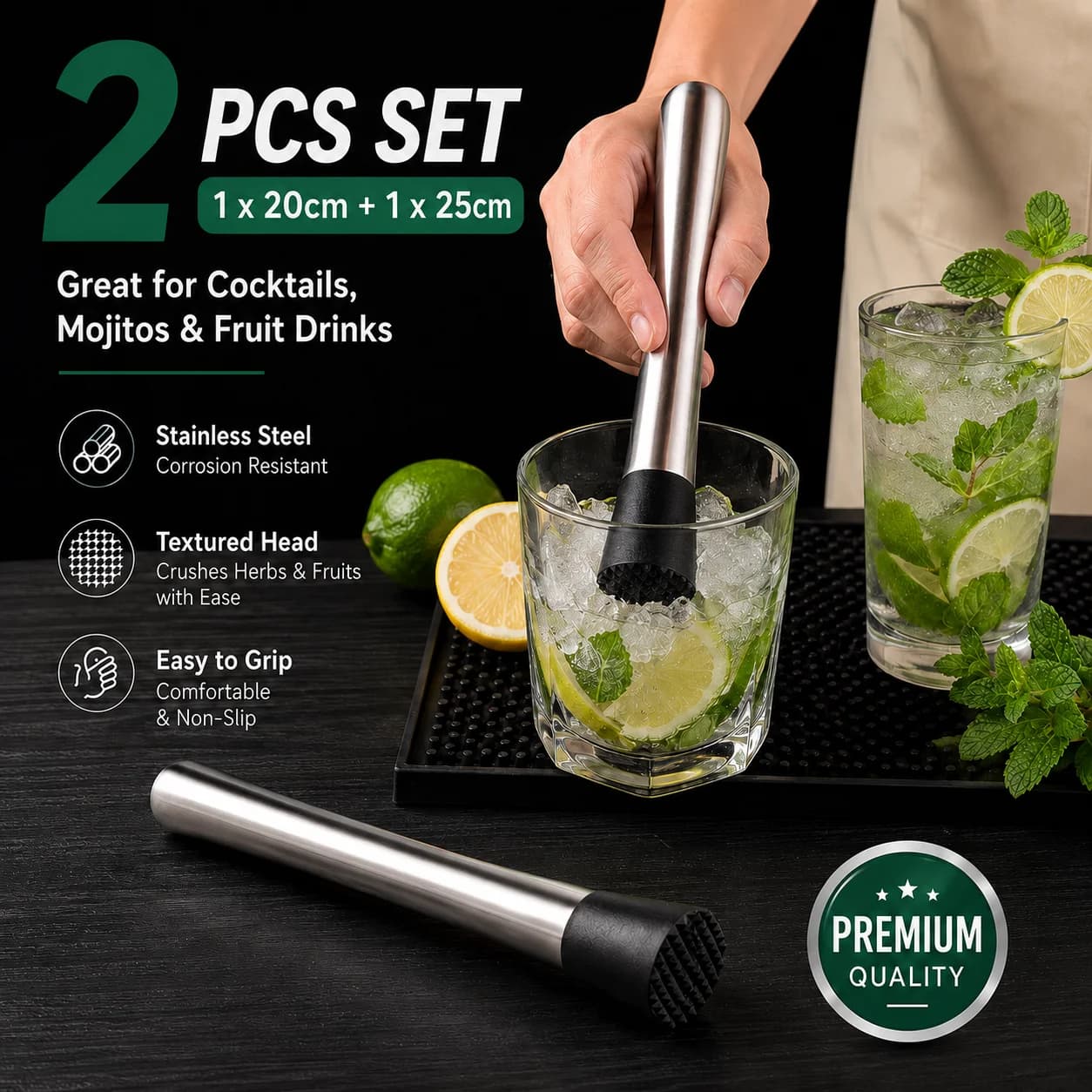 2Pcs Custom Ice Crushers, Hand-Pressed Lemons, Juice Extractor, Shaker Cup, Stainless Steel Fruit Ice Hammer, Kitchen Gadgets, Cocktail Making Tools, Random Style