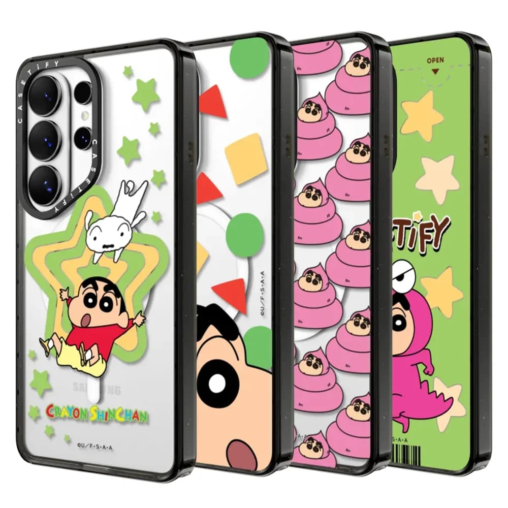 CASETiFY Serie Cartoon Crayon Shin-chan, Custodia Magnetica Antiurto per Samsung Galaxy S23 S24 S25 S26+ Ultra Plus, Cover Protettiva