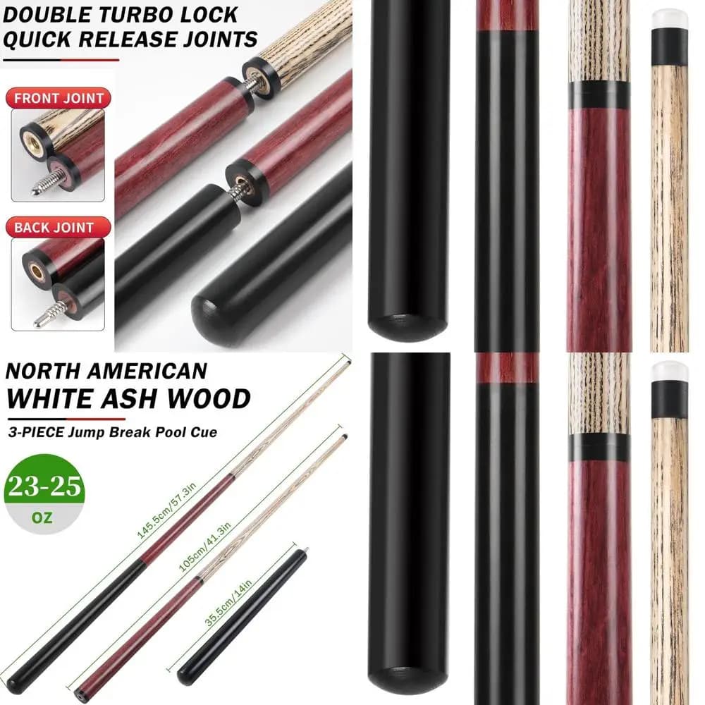 Stecca da Biliardo per Salto e Break Heavyweight - Stecca in 3 Pezzi, Punta in Bachelite da 14mm, 21-25oz per Potenti Break e Salti