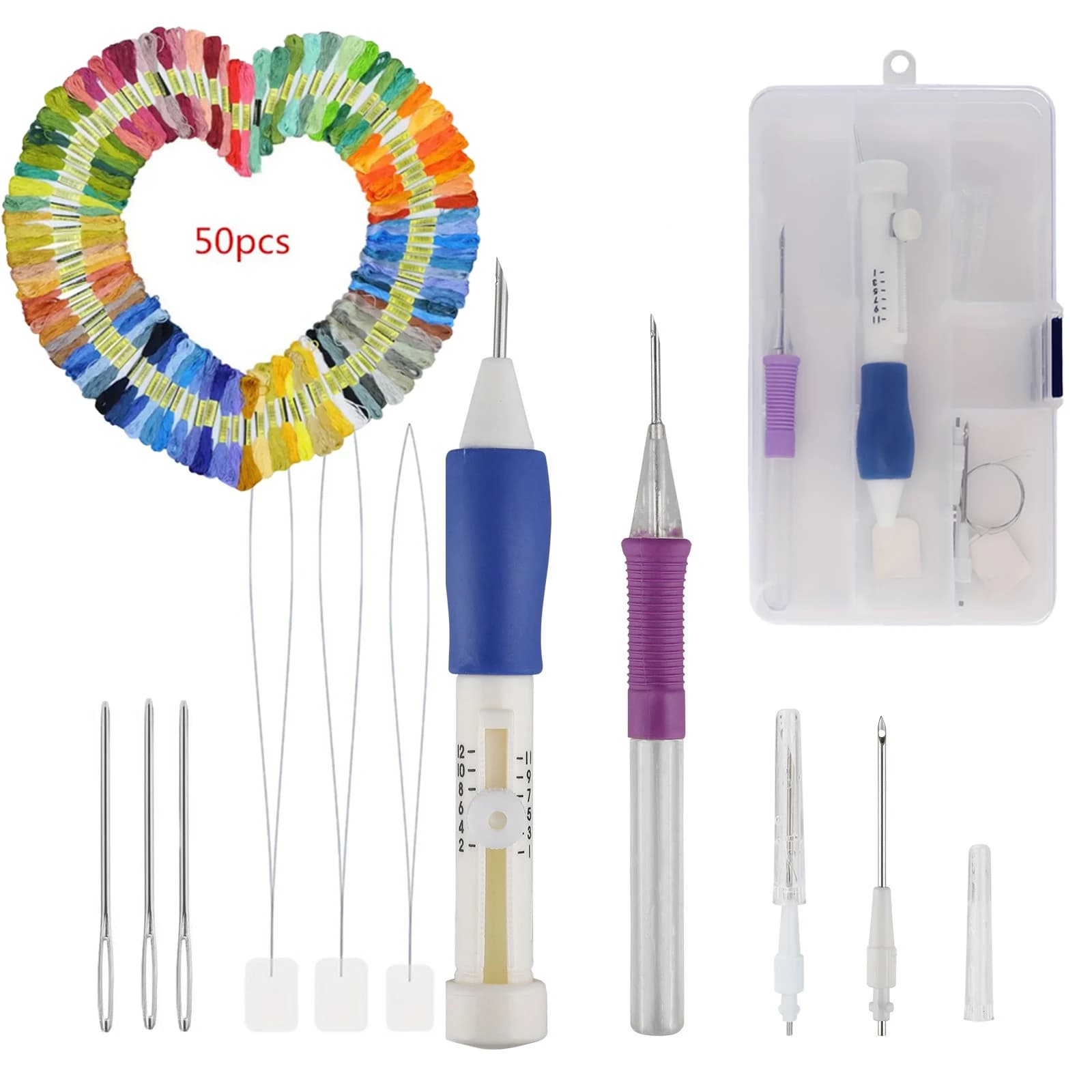 Embroidery Punch Needle Kit For DIY Sewing Stitching Tool Set Magic Embroidery Needle Pen Weaving Tool Knitting Sewing Tools