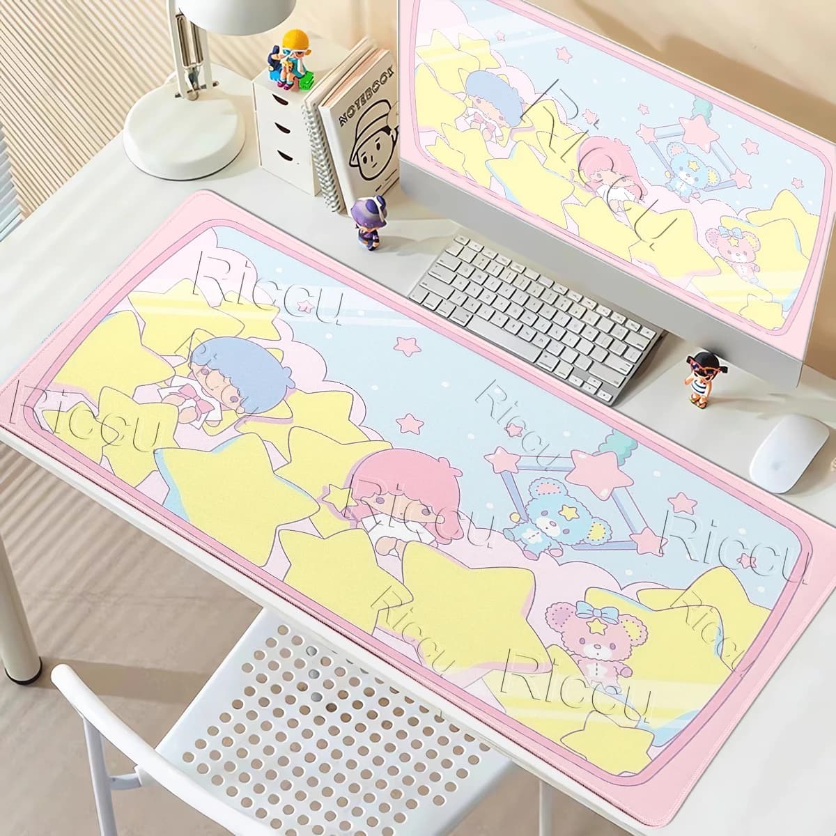 Kawaii Little T-Twin S-StarS Mouse Pads Offices Gamer Accessories Carpet Anti-slip Rubber Stitched Edge PC Keyboard Desk Carpets