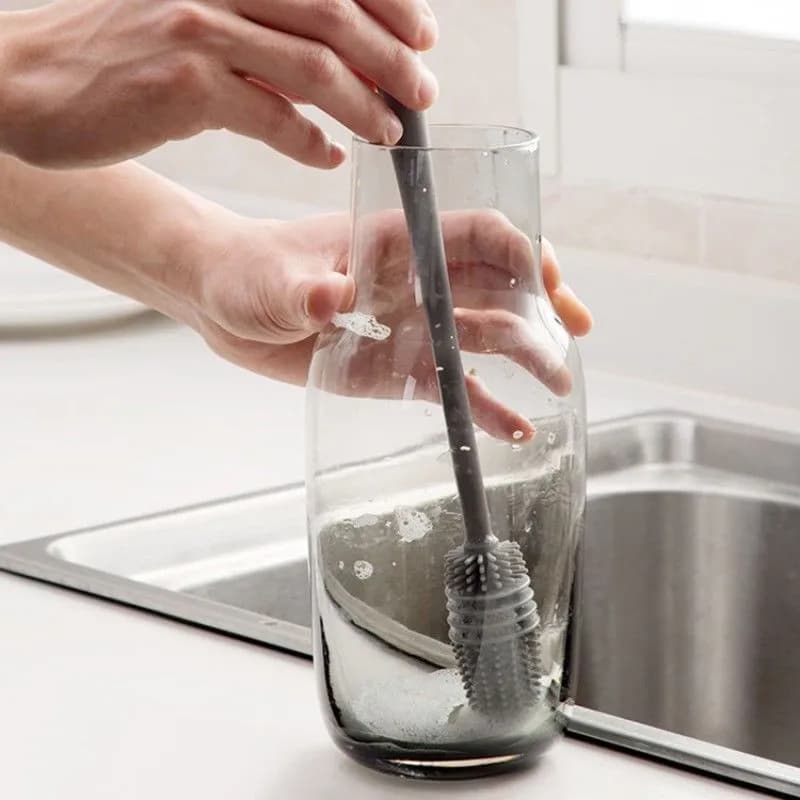 Spazzola per pulizia con manico lungo in silicone per uso domestico Nessun angolo morto Spazzola per pulizia speciale per macchina per rompere le pareti delle tazze