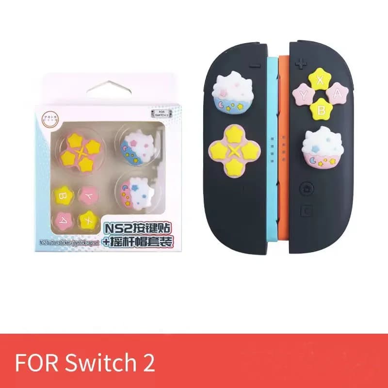 Custodia Protettiva in Silicone Morbido con Adesivi per D-Pad, Joystick, Tasti ABXY e Copri-Grip per Levetta Analogica Joy-Con di Switch 2