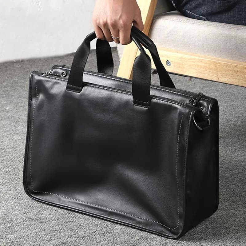 Large Briefcase Men Genuine Leather Shoulder Laptop Bag 15 inch Soft Leather Big Handbag Multi-layer Travel Men Bag Briefcases