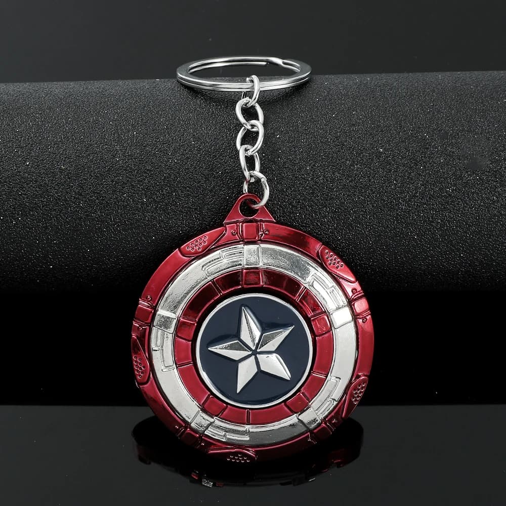 Avengers Captain America Shield Keychain - Creative Rotating Superhero Keyring for Men Car Bag Key Holder Accessory Trend Gift