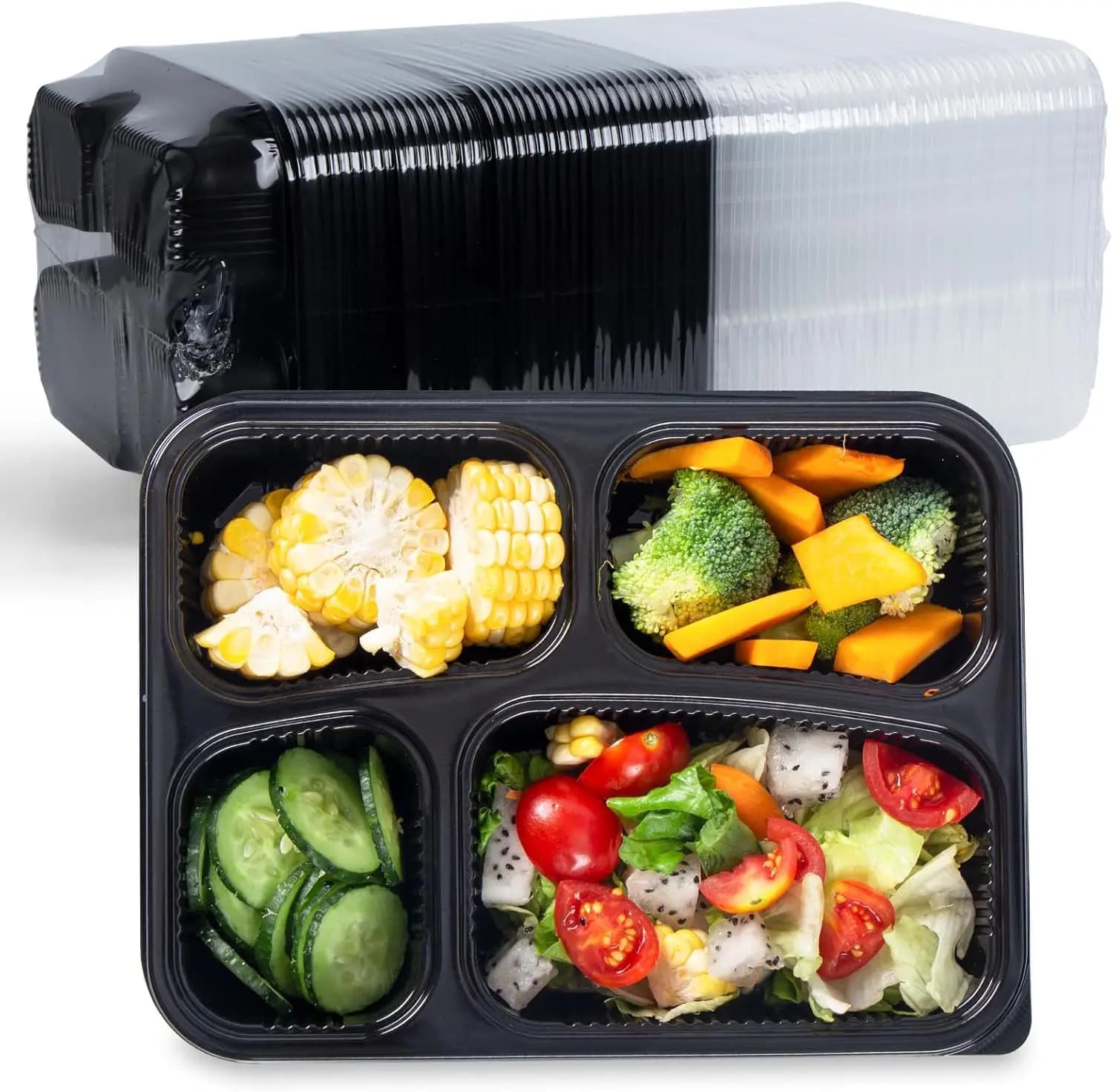 Confezione da 40 contenitori per la preparazione dei pasti da 34 oz (1005 ml) a 4 scomparti – Riutilizzabili, a prova di perdite
