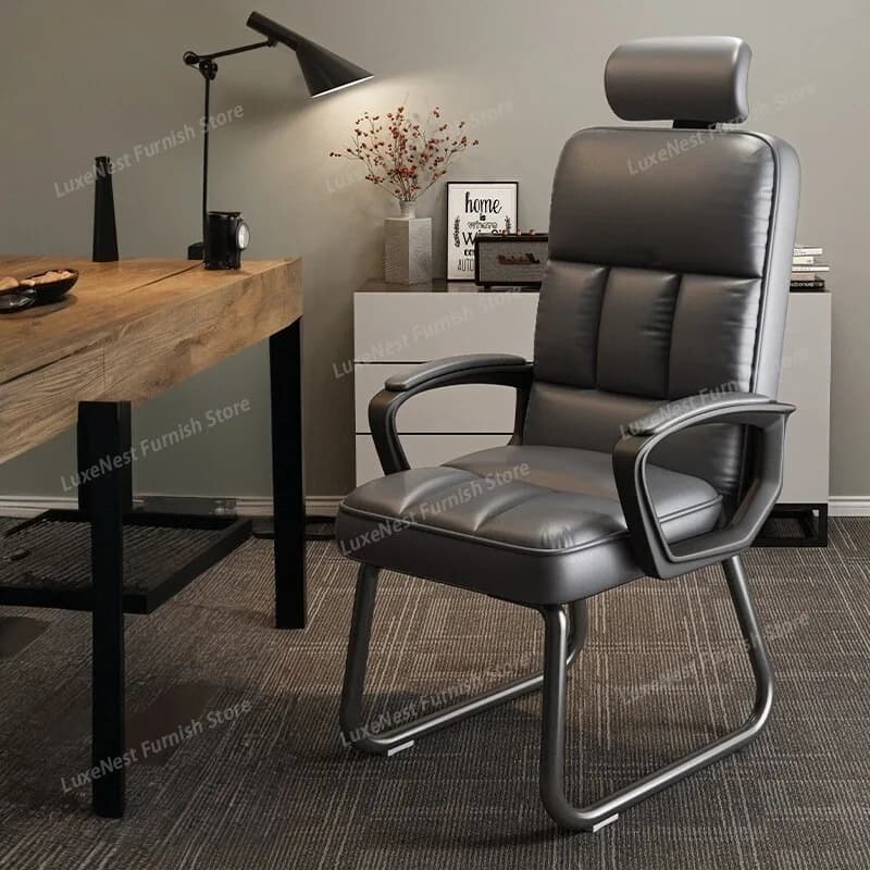 Sedia da Ufficio di Alta Qualità con Braccioli e Poggiatesta, Sedia Direzionale per Computer e Gaming, Moderna Chaise de Bureau Rilassante