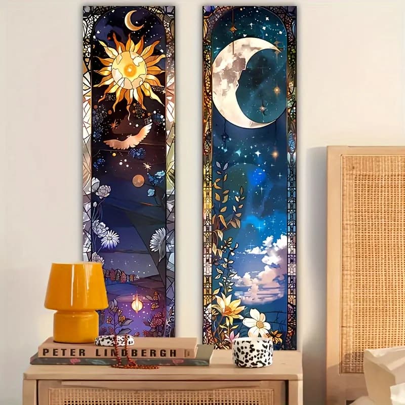 VIKAMA Sun and Moon yoga mat, yoga mat to hang on the wall, perfect for decorating living rooms and bedrooms