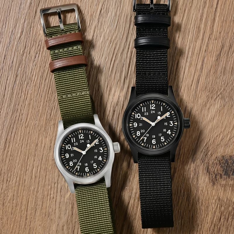 Cinturino per Orologio in Nylon a Costine 20mm 22mm Universale Uomo Donna, Cinturino Sportivo in Vera Pelle Khaki e Tela per Hamilton