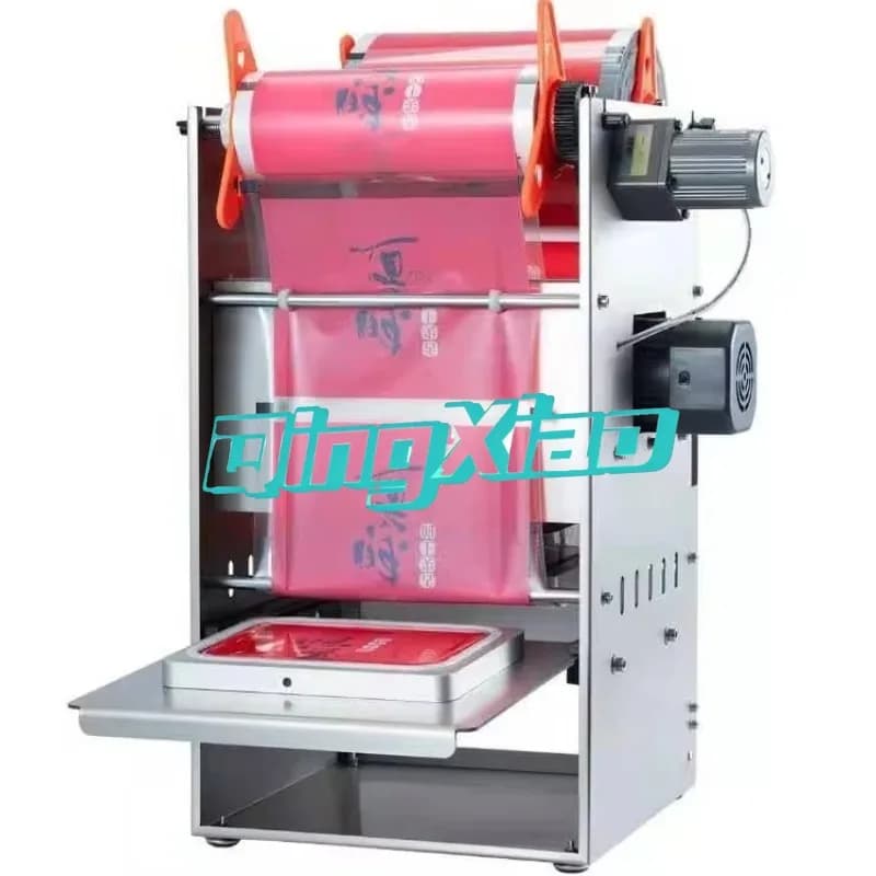 Macchina automatica per sigillare vaschette in plastica per alimenti, sigillatrice per contenitori usa e getta, scatole da asporto, ciotole e imballaggi per la preparazione dei pasti