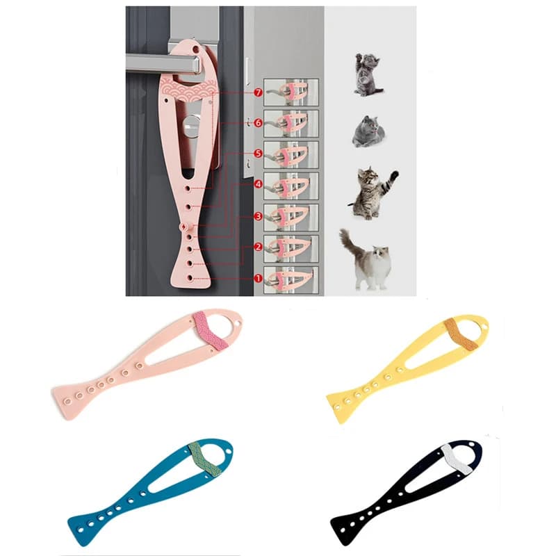 Supporto per chiusura per porta regolabile, cinghia elastica, serratura per cancello per cani e gatti, mantiene gli animali fuori stanza, sicurezza flessibile