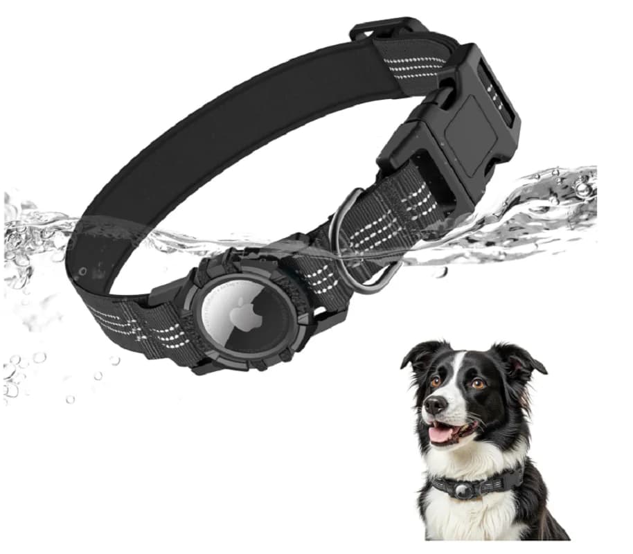 AirTag Dog Collar, IP68 Waterproof Integrated Air Tag Dog Collars with Reflective, Ultra-Durable, Comfortable Padded