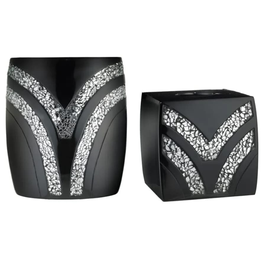 Set di Accessori Bagno Moderno 2 Pezzi Sinatra: Cestino e Porta Fazzoletti in Argento, Design Contemporaneo per Arredo Bagno di Lusso