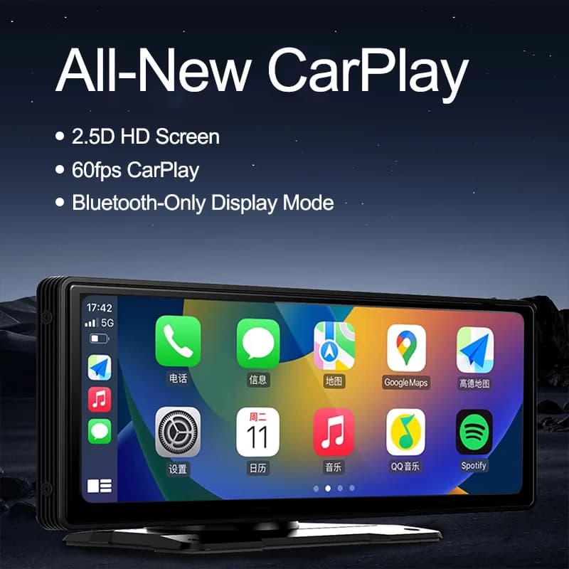 Navigatore Touch da 10.26 Pollici con Carplay, Registrazione Anteriore e Posteriore UHD 4K, BT WiFi, Immagine Retromarcia, Accessori Auto